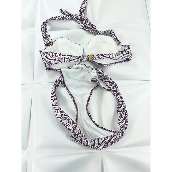 Charlie by Matthew Zink MZ Jerry Bandana Halter Bikini Swimsuit Purple Sz Large - Picture 7 of 9